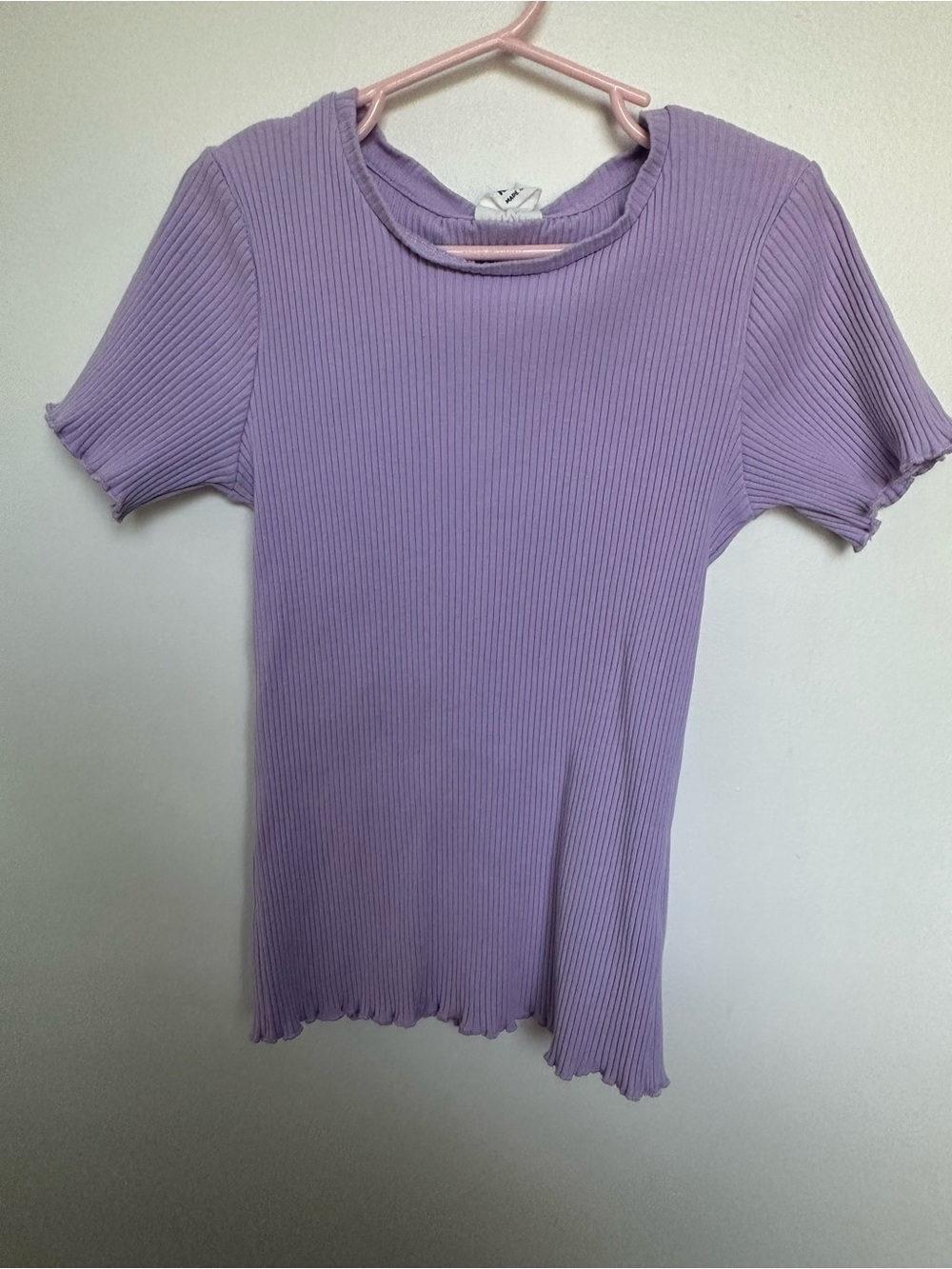 Kids Purple Ribbed Short Sleeve Tee